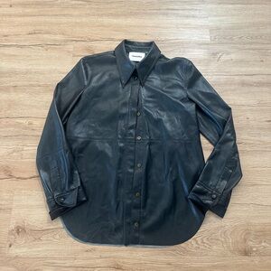 Nanushka Black Vegan Leather Snap Front Shirt Jacket XS Faux Leather Shacket